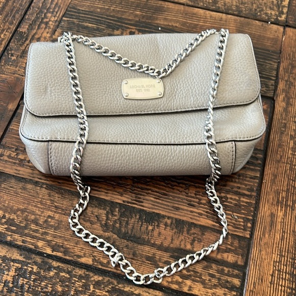 Michael Kors Gray Structured Shoulder Bag with Chain Strap - Picture 14 of 14